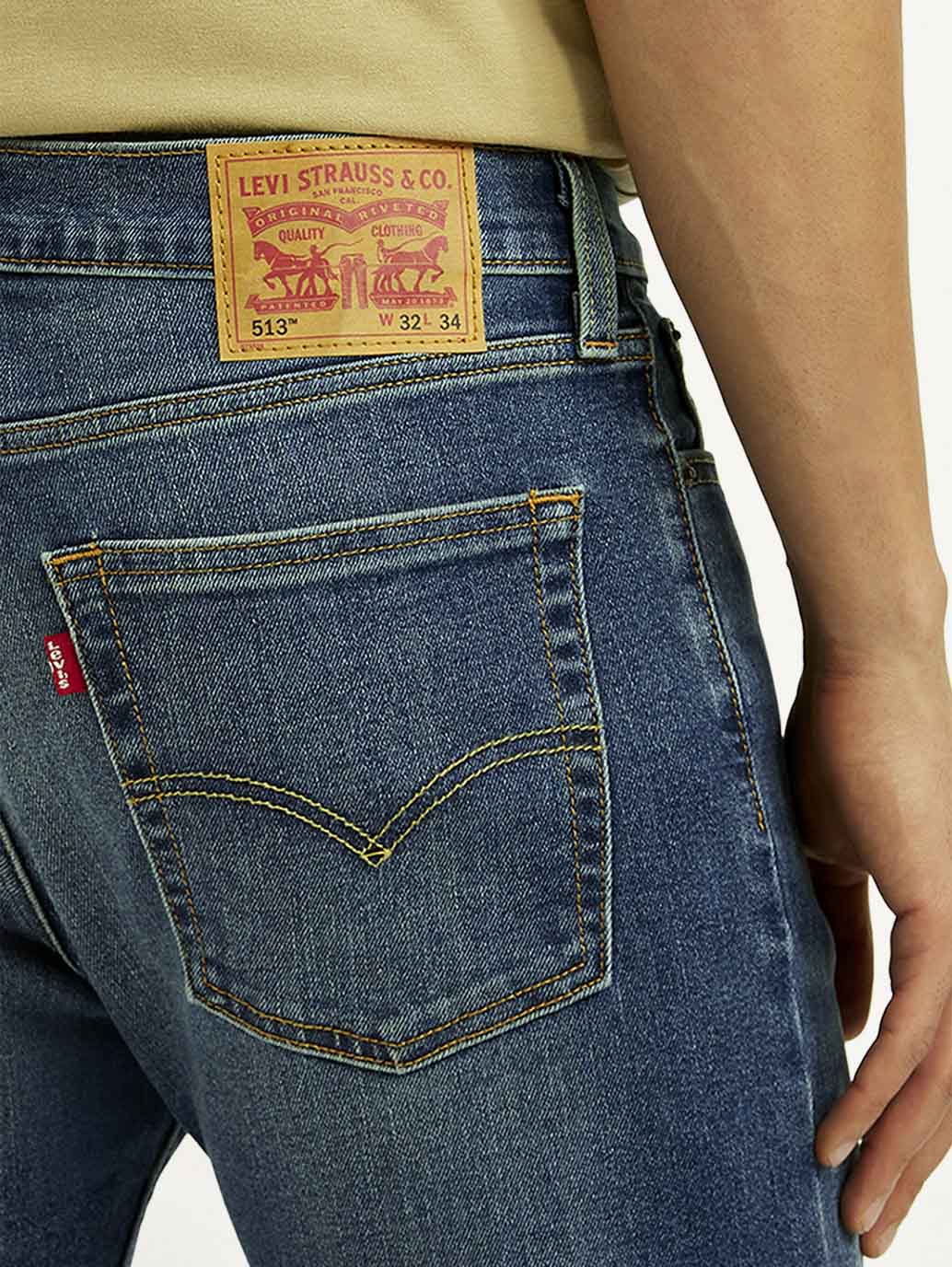 Men's 513 Dark Blue Slim Straight Fit Mid Rise Jeans - Image 5