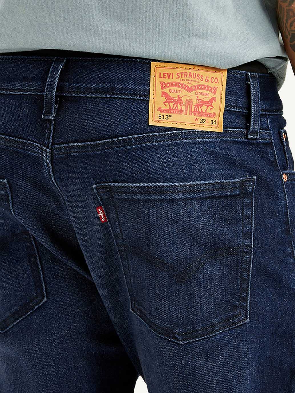 Men's 513 Dark Blue Slim Straight Fit Mid Rise Jeans - Image 5