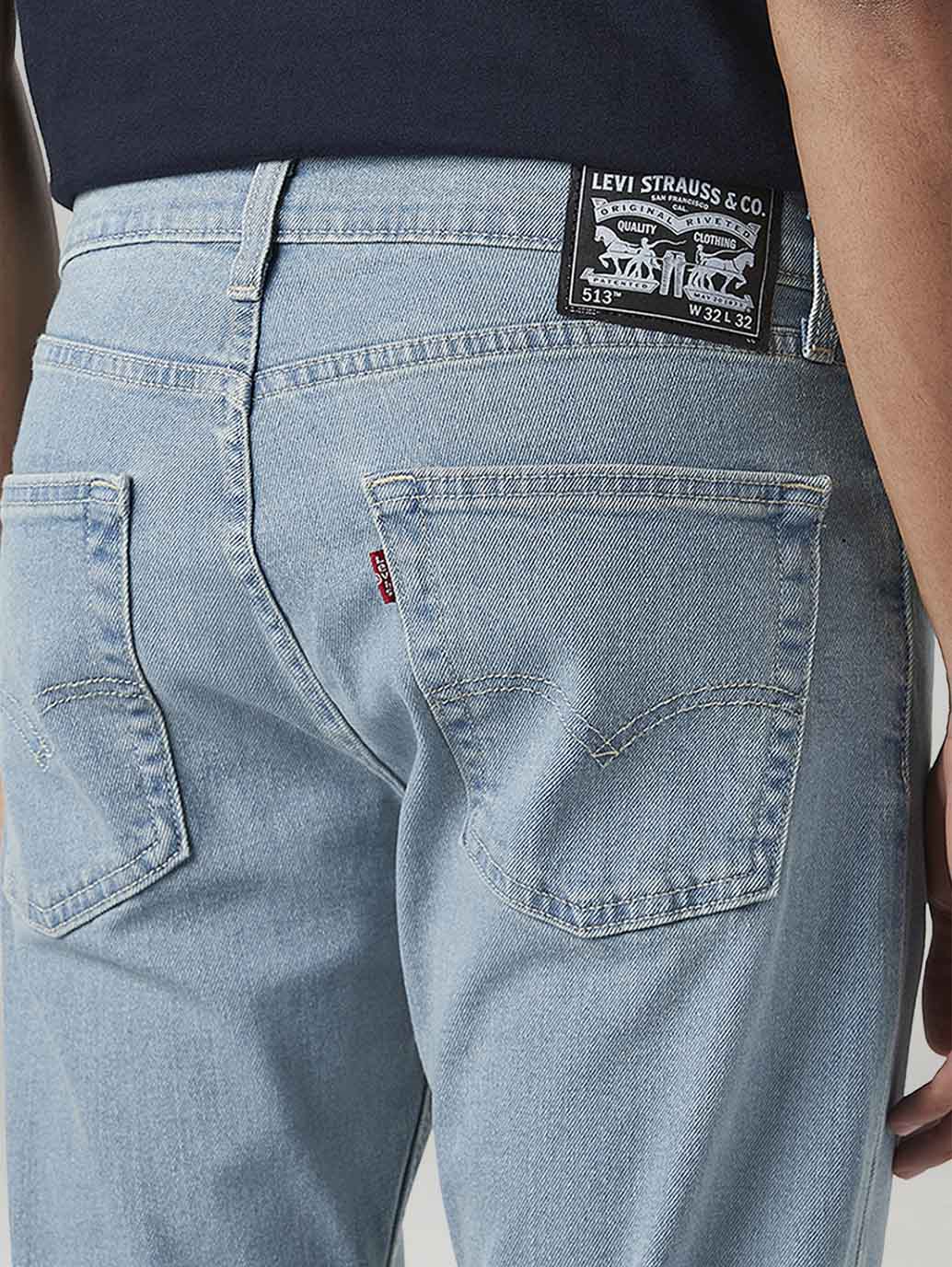 Men's 513 Light Blue Slim Straight Fit Mid Rise Tinted Jeans - Image 5