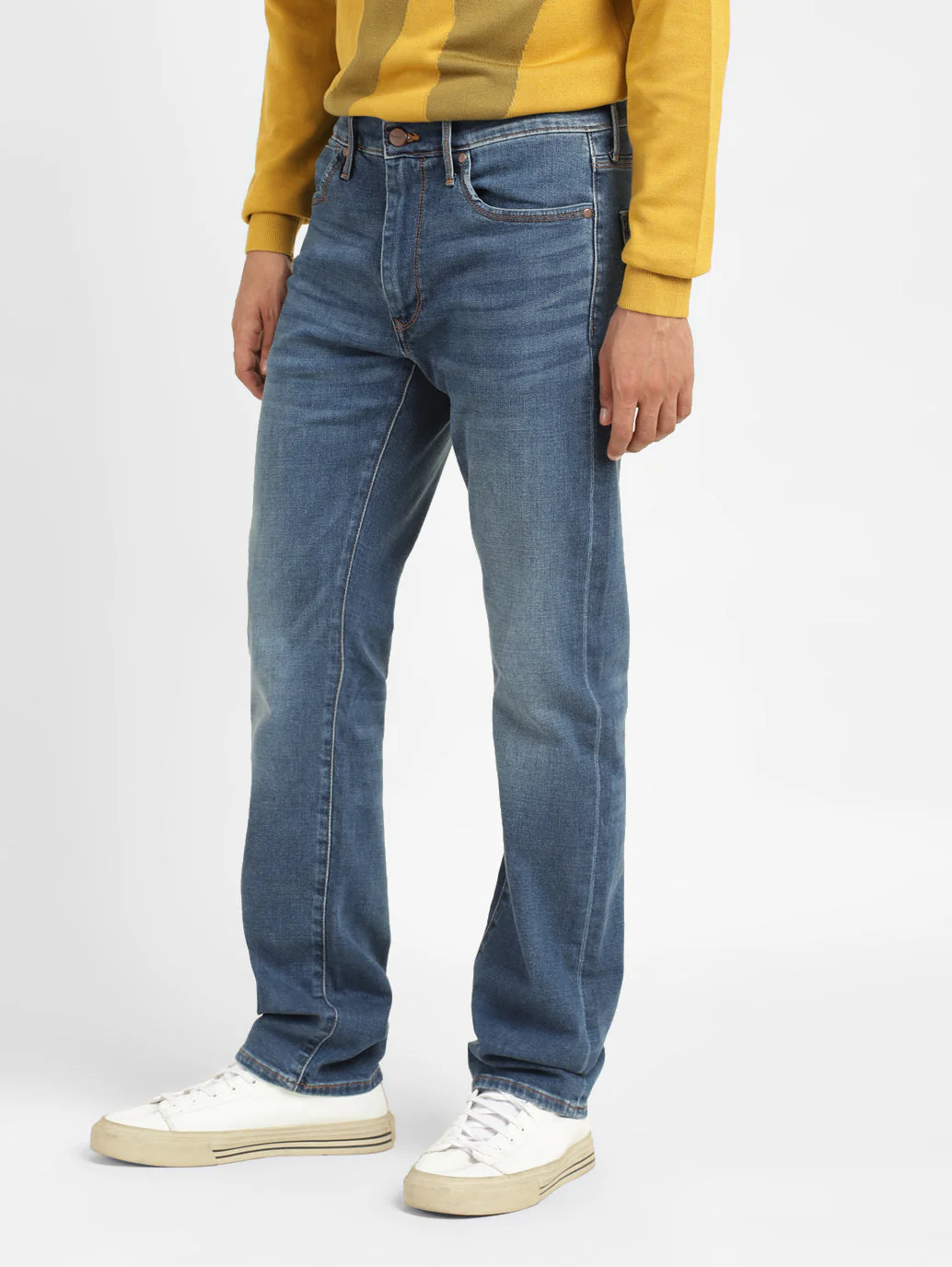 Men's Redloop 513 Blue Slim Straight Fit Mid Rise Jeans - Image 5