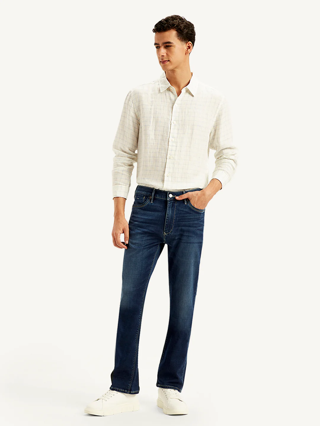 Men's Redloop 512 Navy Blue Slim Tapered Fit Mid Rise Jeans