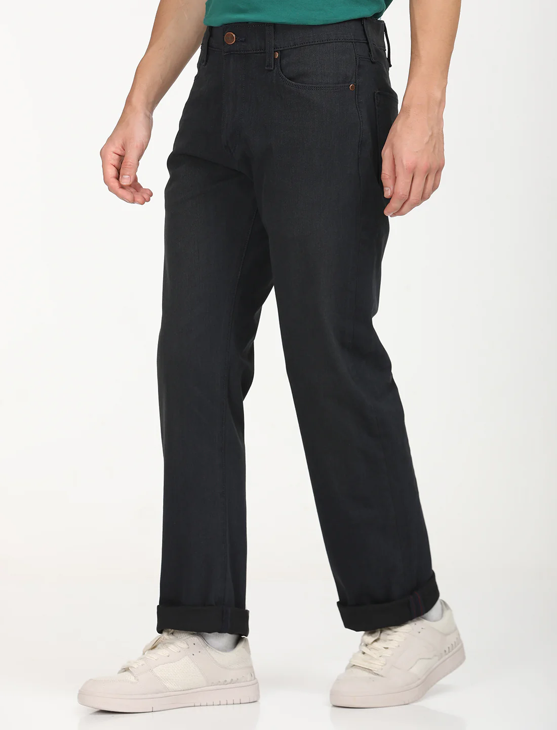 Men's Redloop 513 Navy Blue Slim Straight Fit Mid Rise Jeans - Image 3