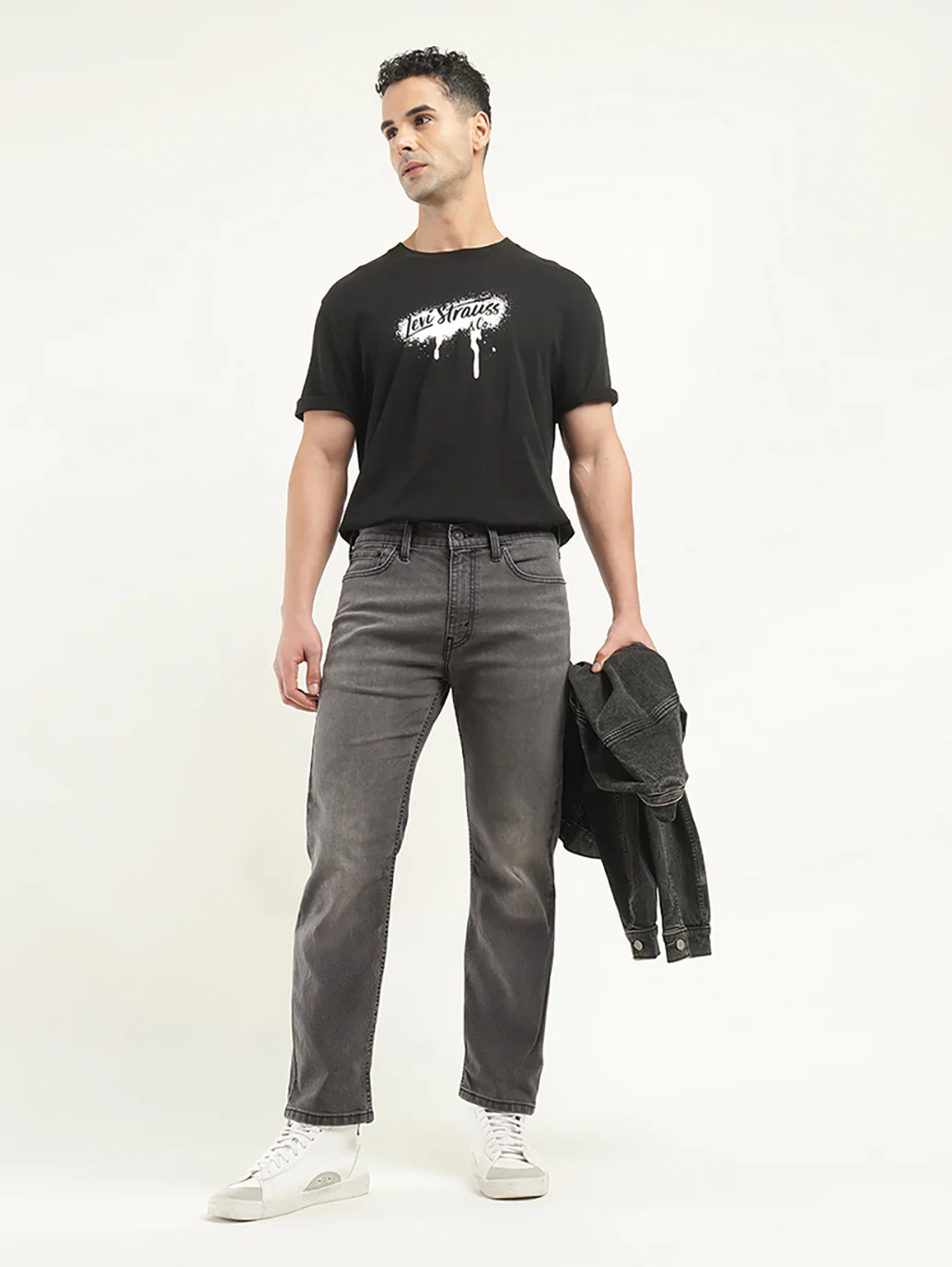 Men's 513 Charcoal Grey Slim Straight Fit Mid Rise Jeans