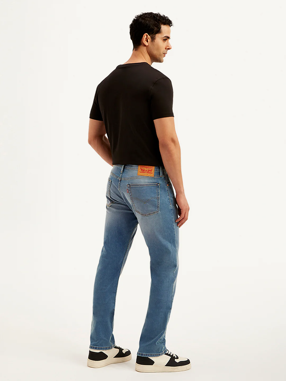 Men's 513 Blue Slim Straight Fit Mid Rise Jeans - Image 3