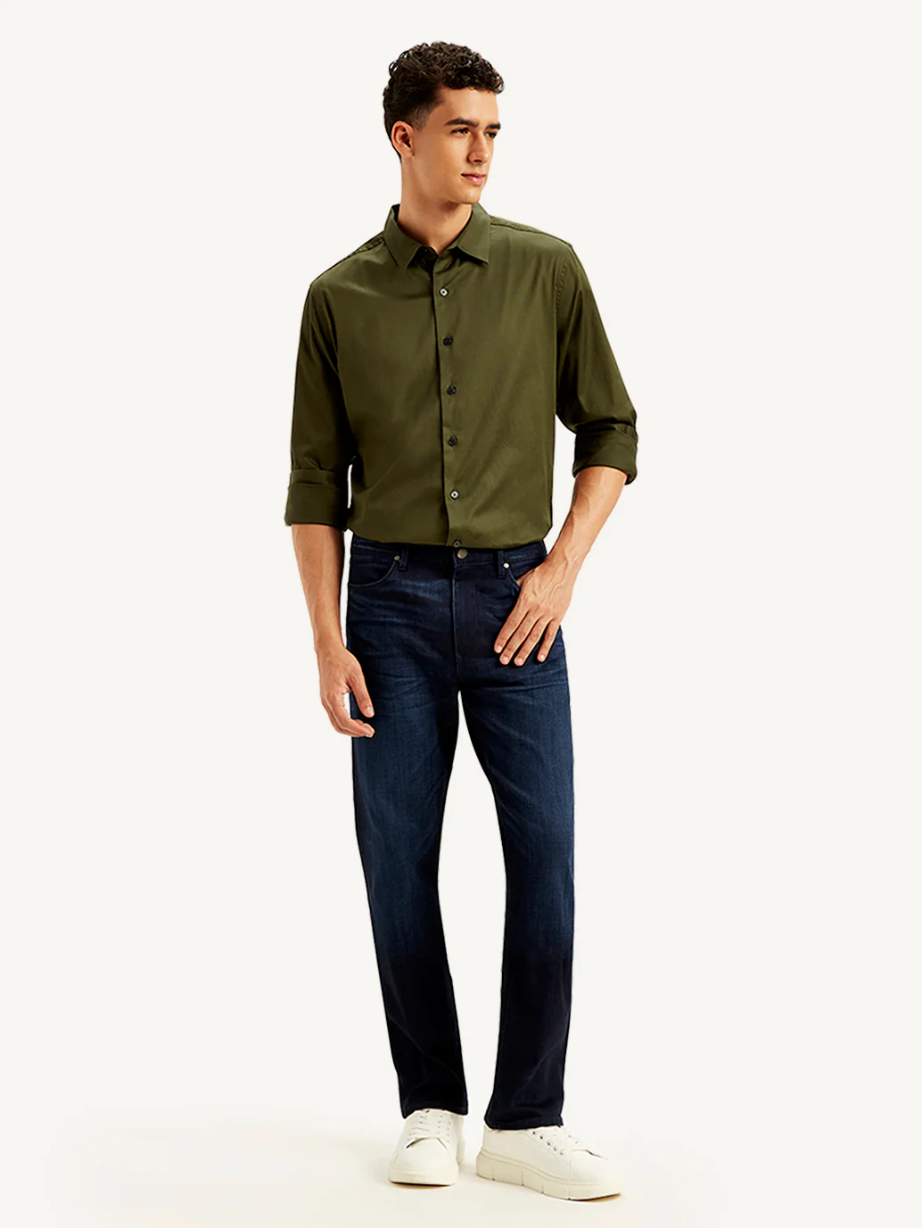 Men's Redloop 513 Navy Blue Slim Straight Fit Mid Rise Jeans - Image 2