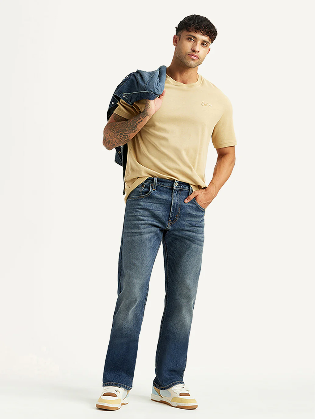 Men's Tinted 517 Blue Bootcut Mid Rise Jeans