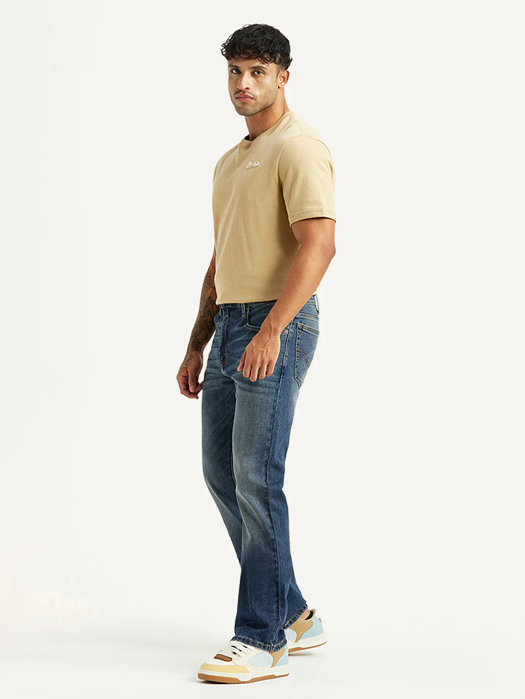 Men's Tinted 517 Blue Bootcut Mid Rise Jeans - Image 6