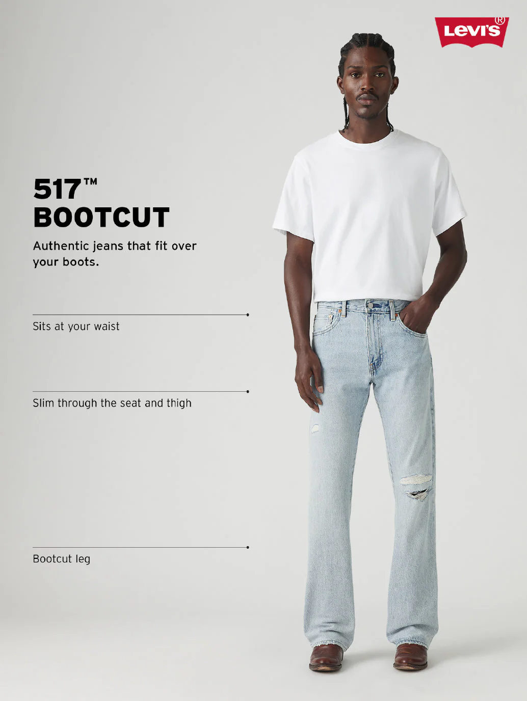 Men's 517 Blue Bootcut Fit Mid Rise Jeans - Image 4