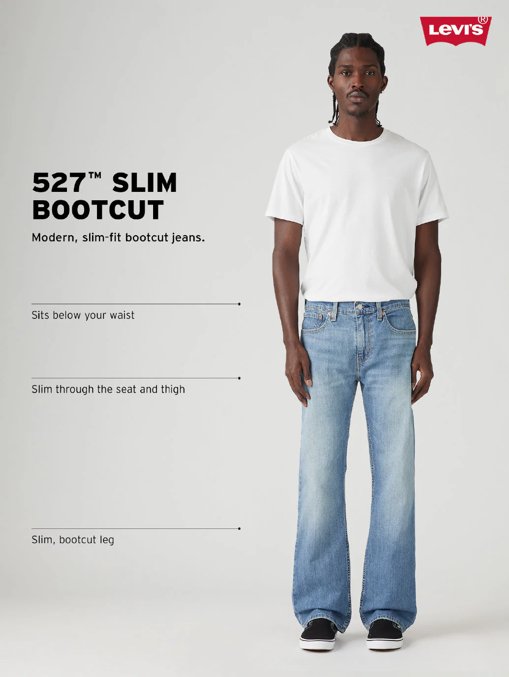 Men's 527 Charcoal Grey Bootcut Fit Mid Rise Jeans - Image 4