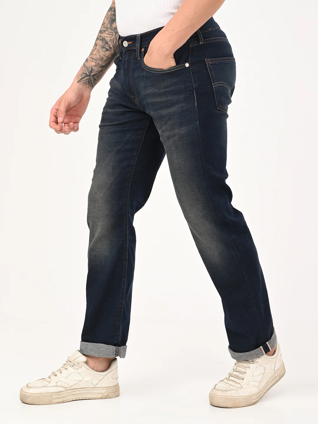 Men's 527 Dark Blue Bootcut Fit Mid Rise Jeans - Image 3