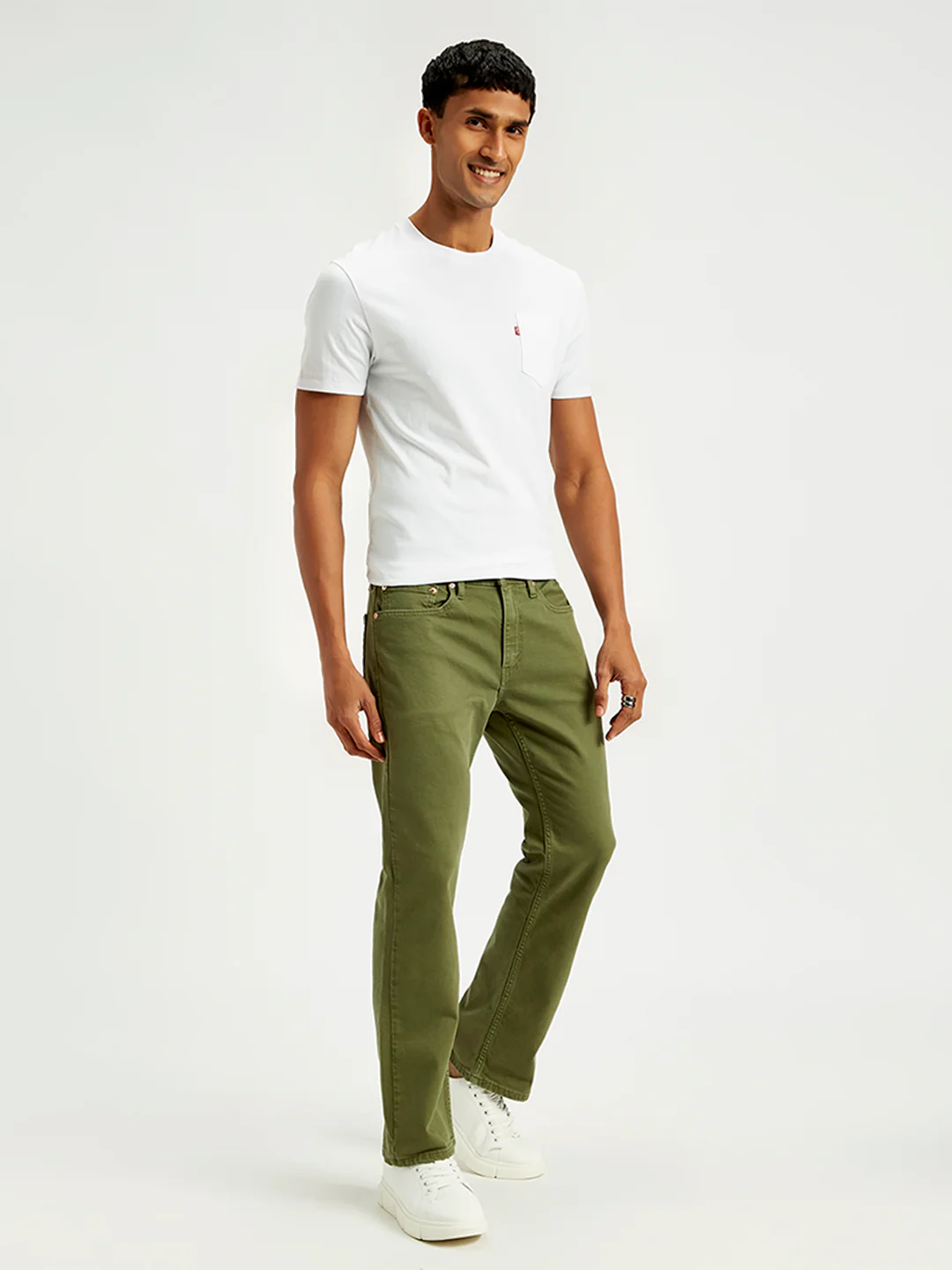 Men's 527 Olive Green Bootcut Fit Mid Rise Jeans - Image 3