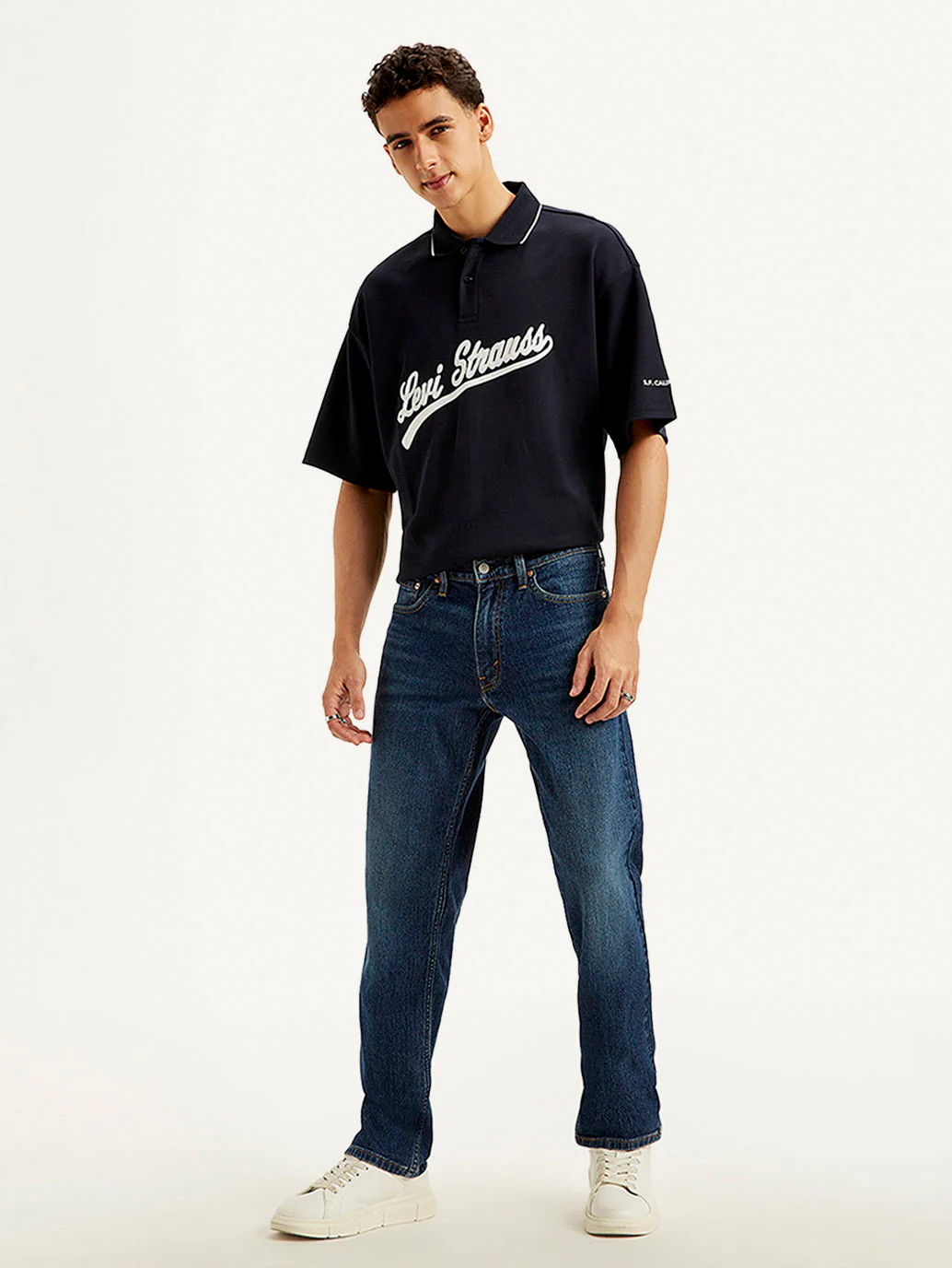 Men's 541 Dark Blue Athletic Tapered Fit Mid Rise Jeans