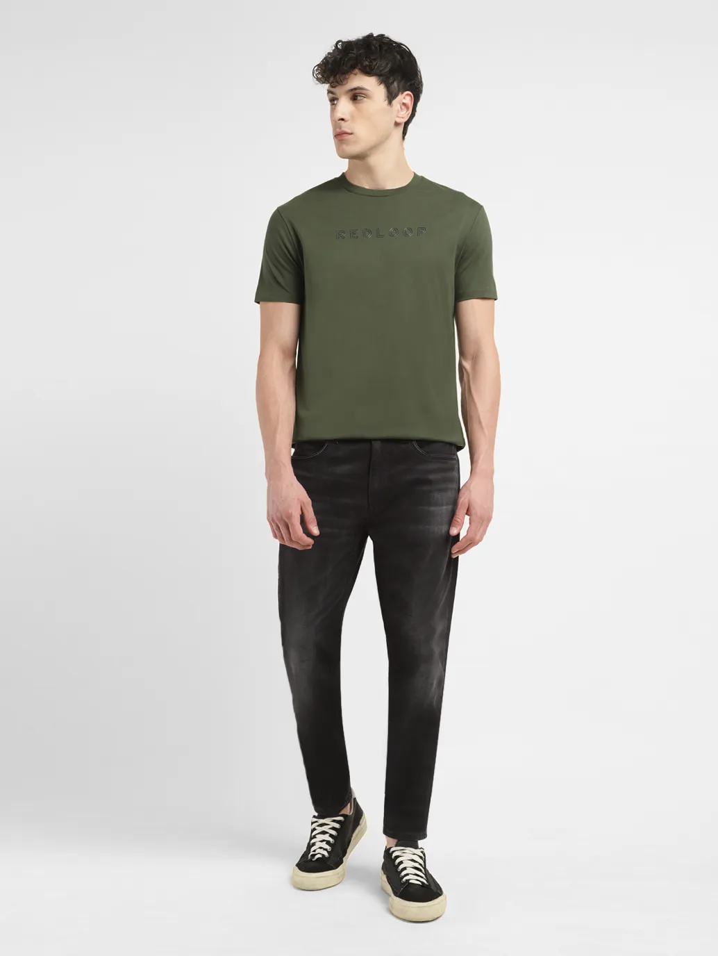 Men's Redloop 541 Black Athletic Tapered Fit Mid Rise Jeans - Image 8