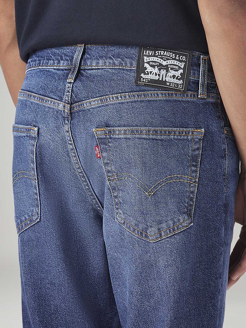 Men's 541 Blue Athletic Tapered Fit Mid Rise Jeans - Image 5