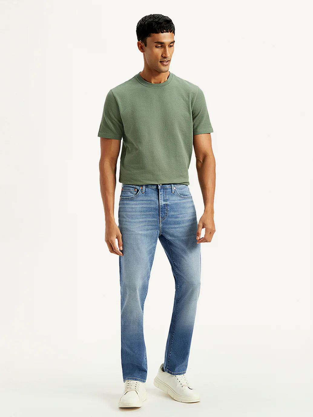 Men's 541 Blue Athletic Tapered Fit Mid Rise Linen Jeans - Image 2