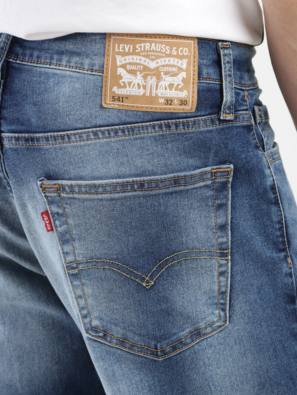 Men's 541 Blue Athletic Tapered Fit Mid Rise Jeans - Image 6