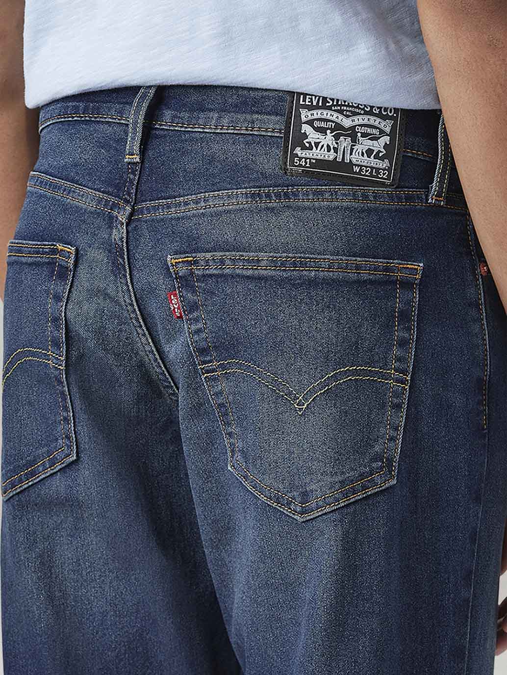 Men's 541 Dark Blue Athletic Tapered Fit Mid Rise Tinted Jeans - Image 5