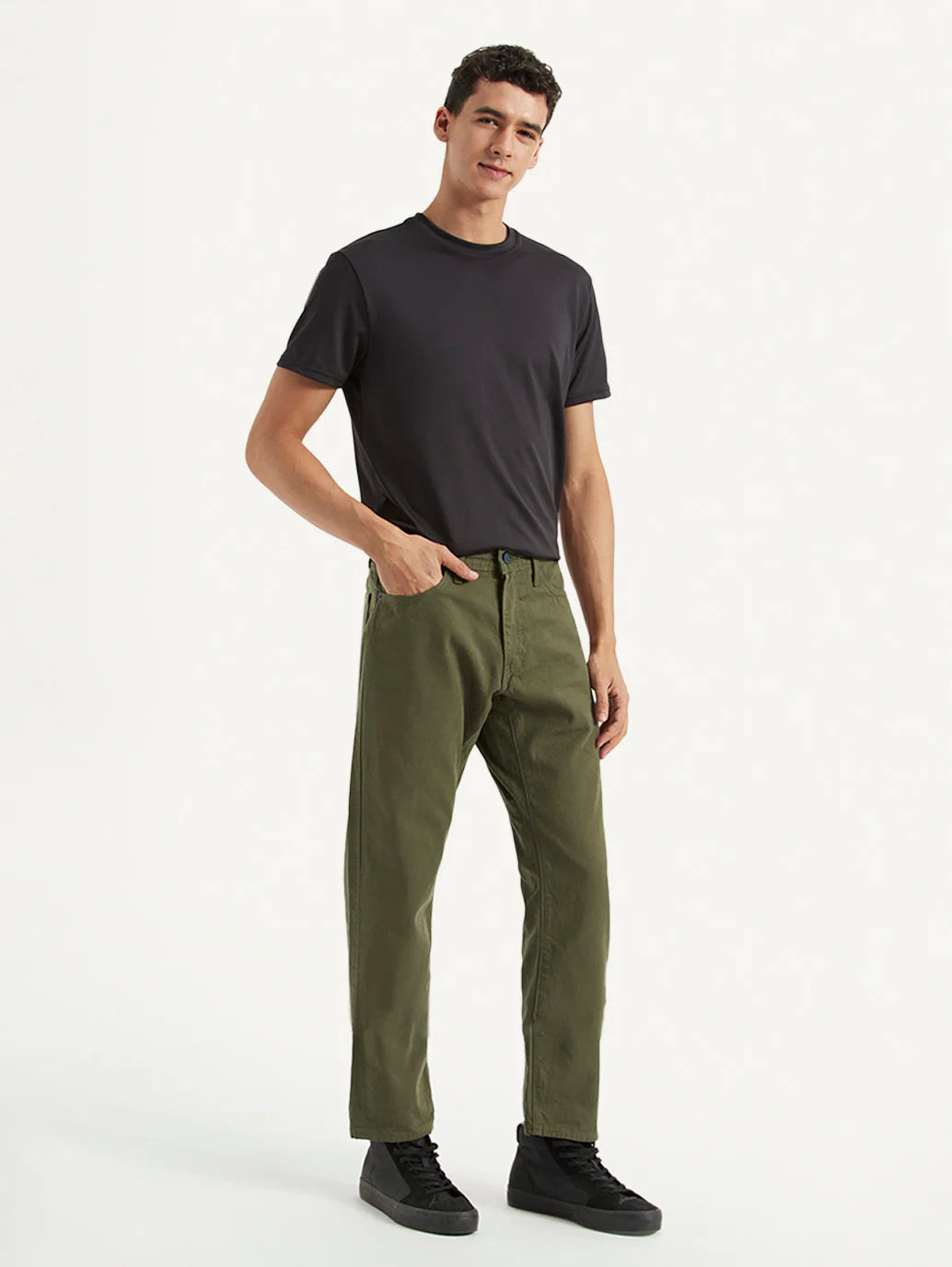 Men's Redloop 541 Olive Athletic Tapered Fit Mid Rise Selvedge Trousers - Image 5