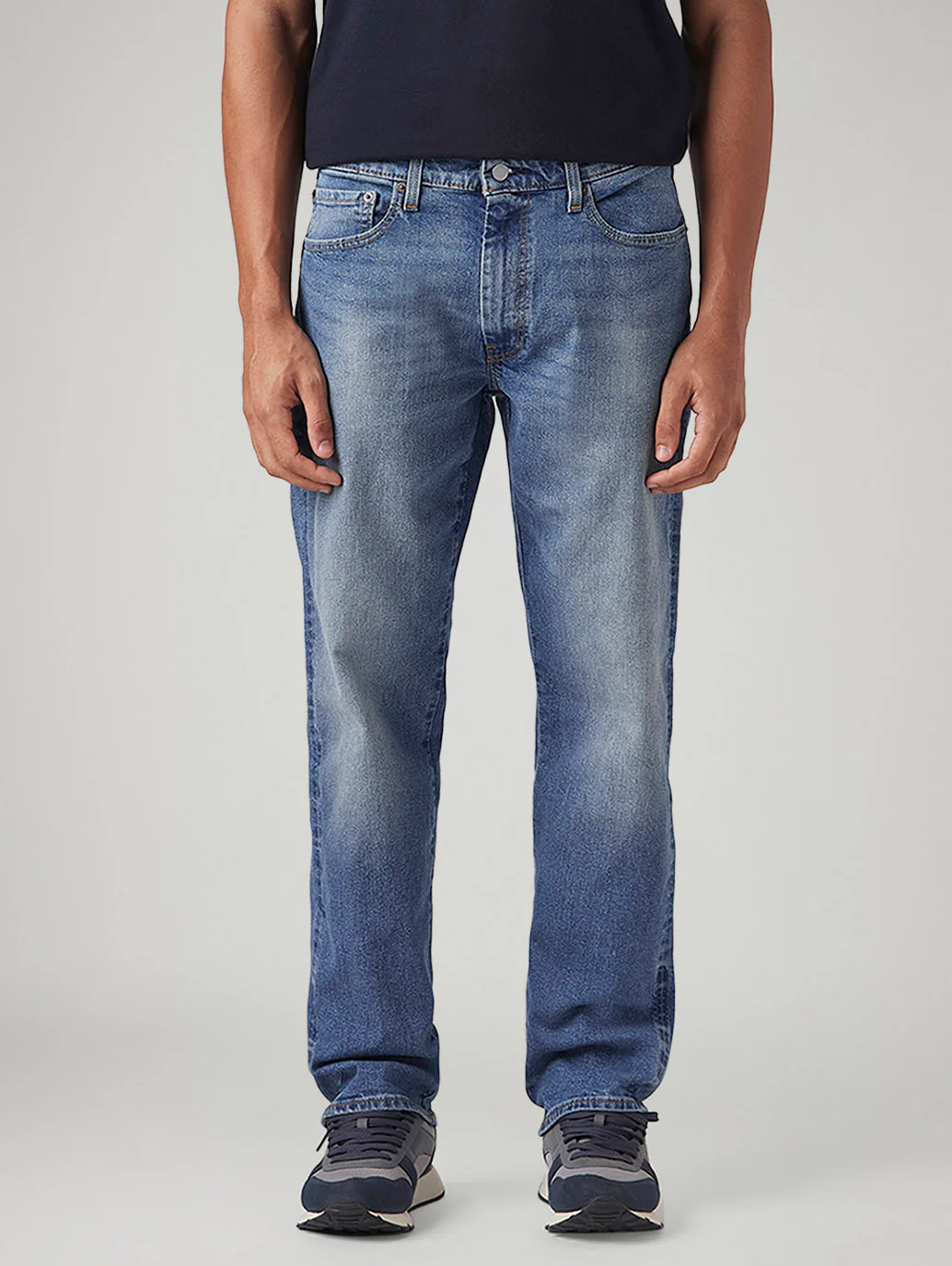 Men's 555 Blue Relaxed Straight Fit Mid Rise Commuter Jeans - Image 3