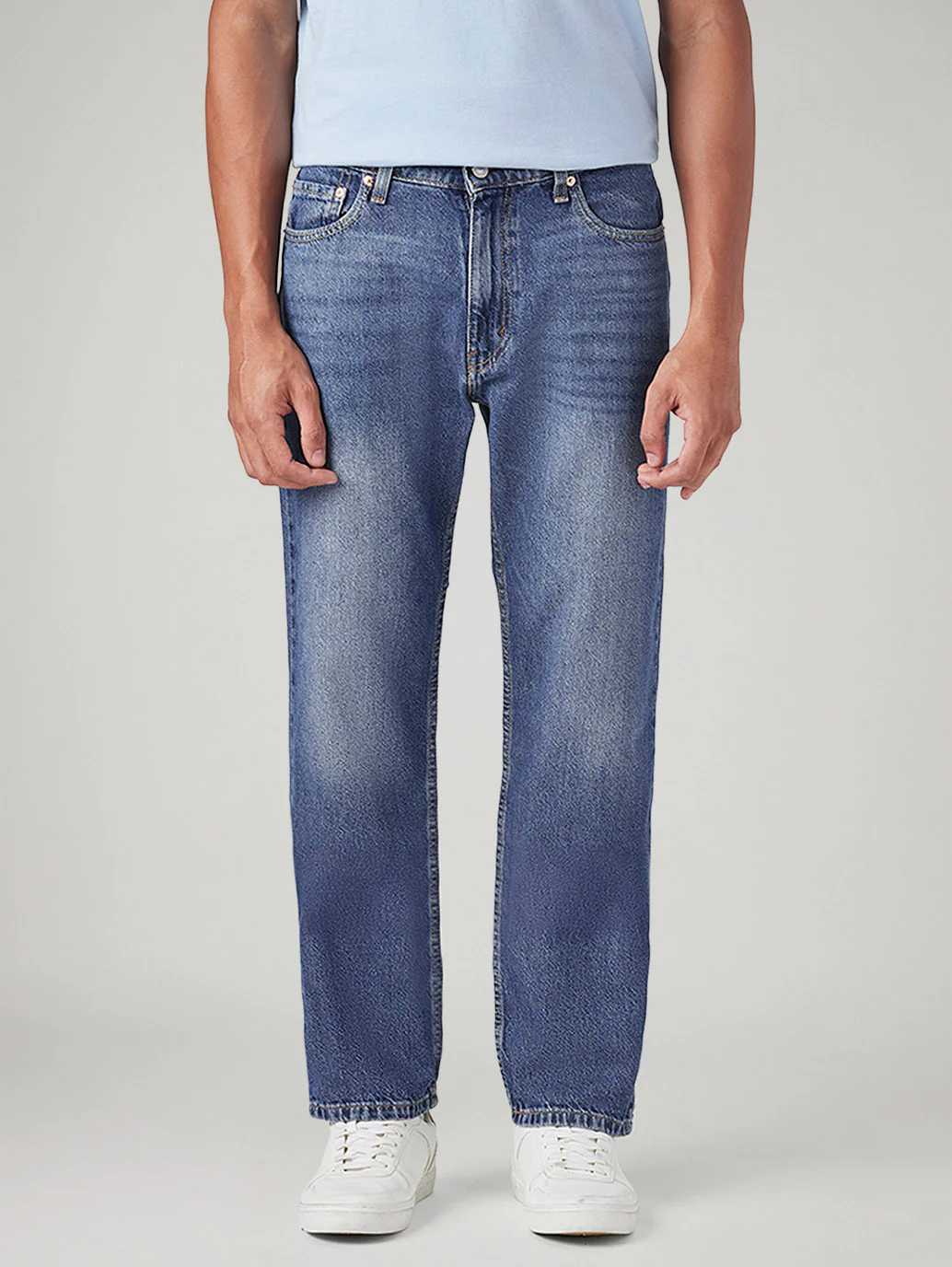 Men's 555 Blue Relaxed Straight Fit Mid Rise Jeans - Image 3