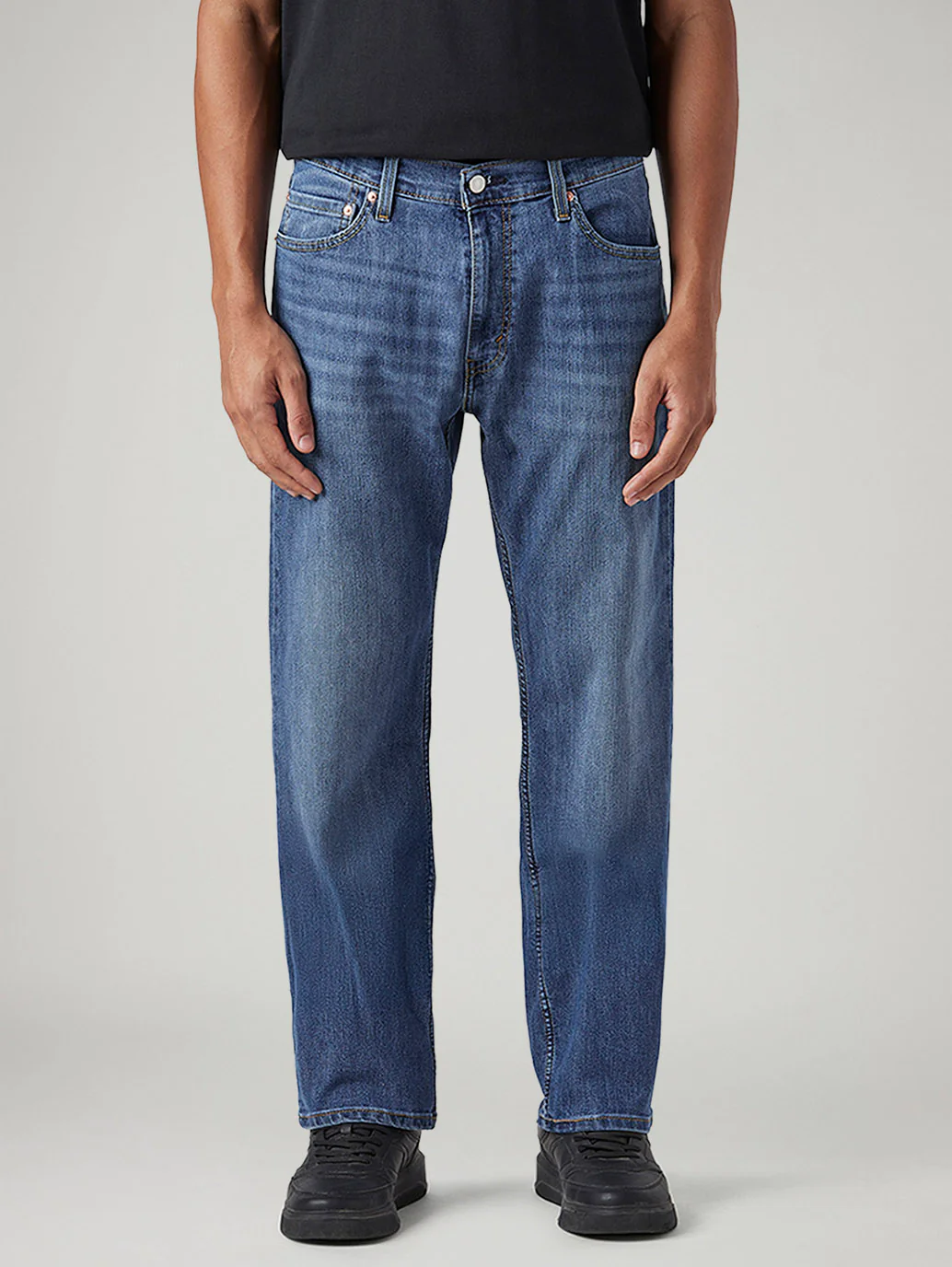 Men's 555 Blue Relaxed Straight Fit Mid Rise Jeans - Image 3