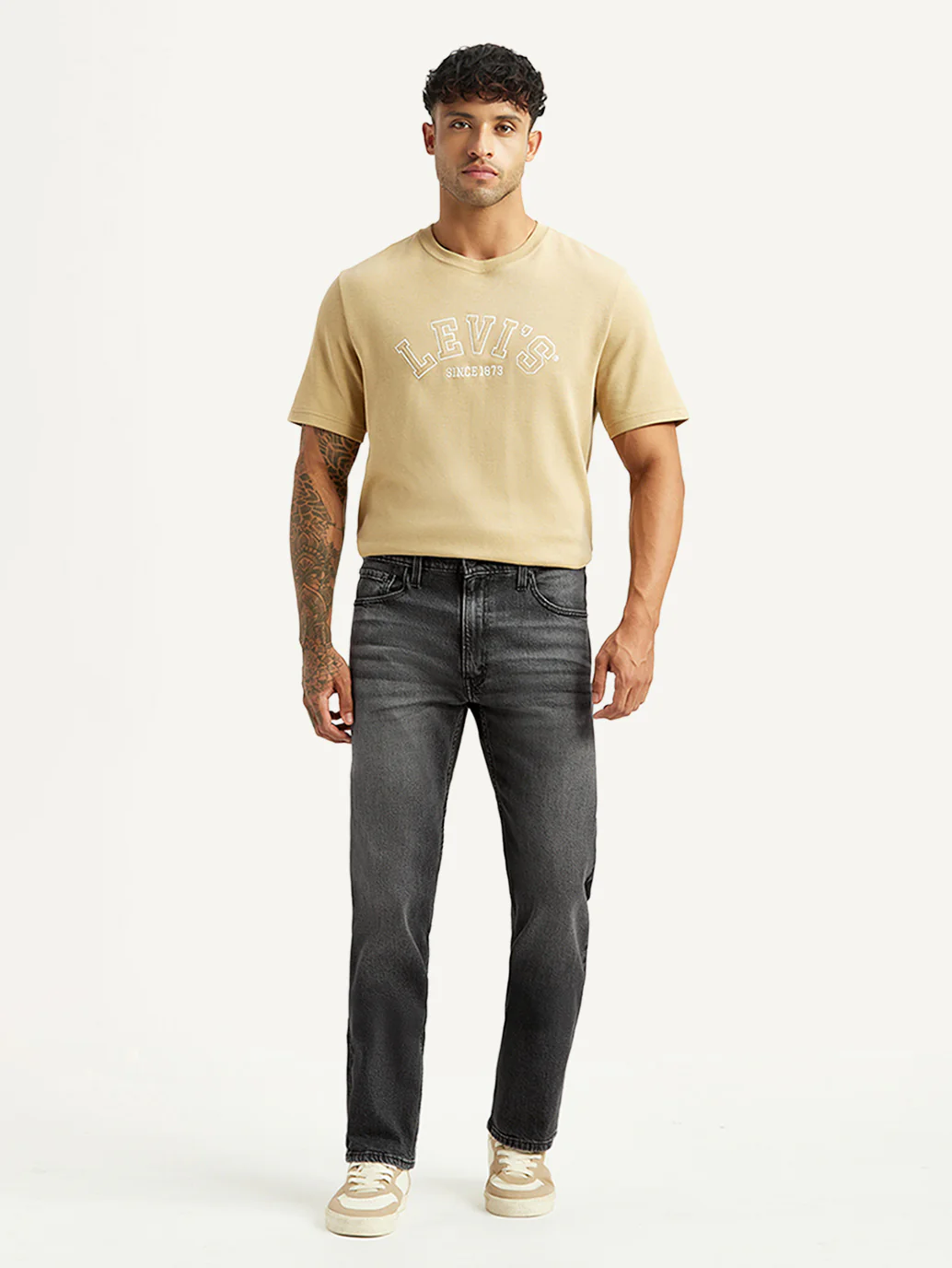 Men's 555 Charcoal Grey Relaxed Straight Fit Mid Rise Jeans - Image 7