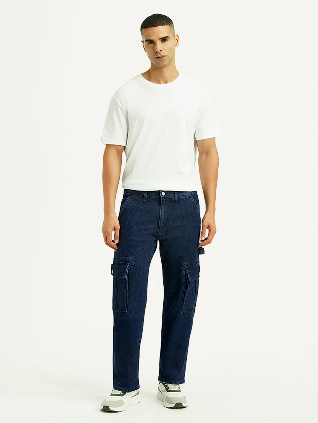 Men's 555 Dark Blue Relaxed Straight Fit Mid Rise Jeans