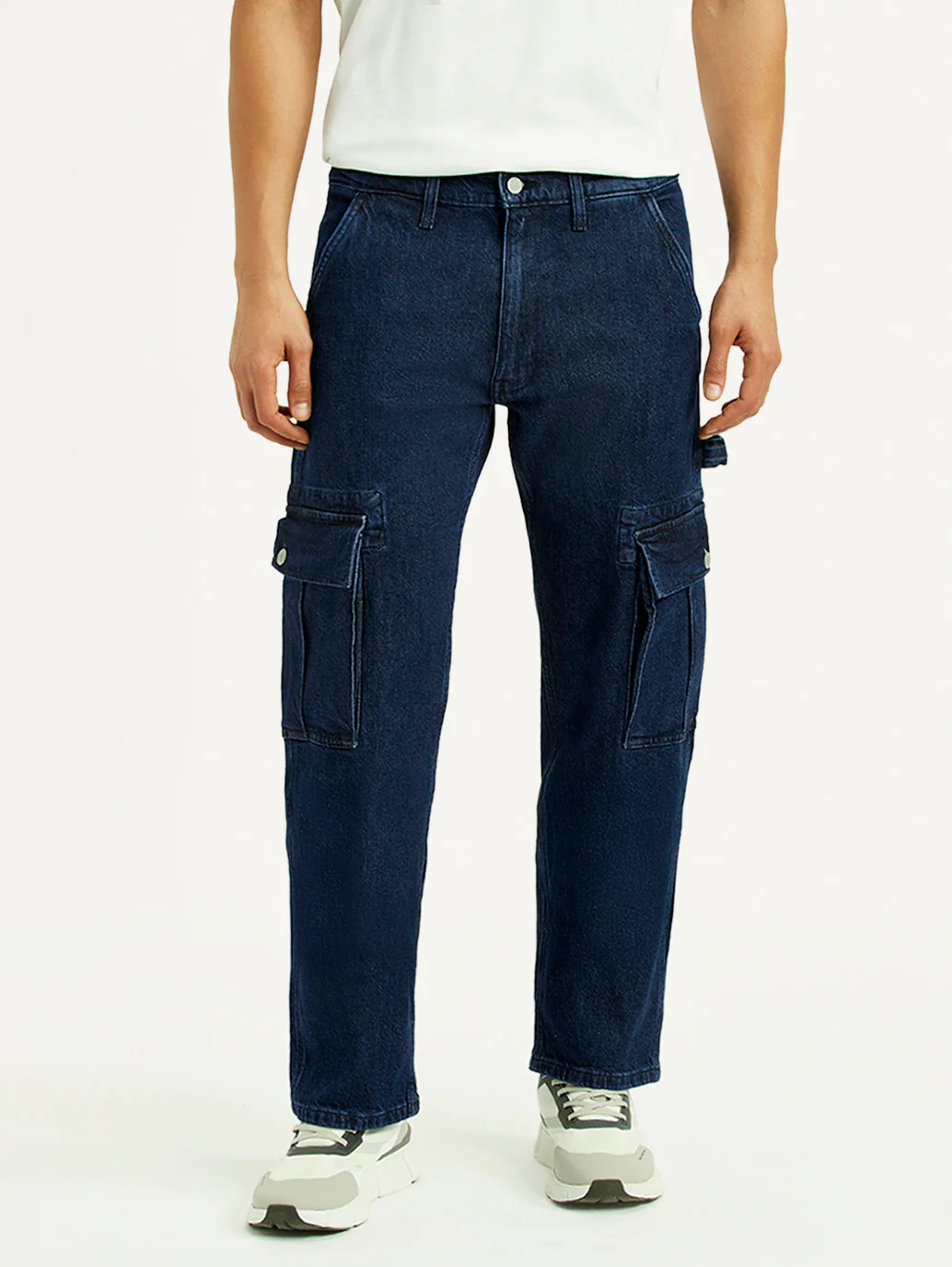 Men's 555 Dark Blue Relaxed Straight Fit Mid Rise Jeans - Image 2