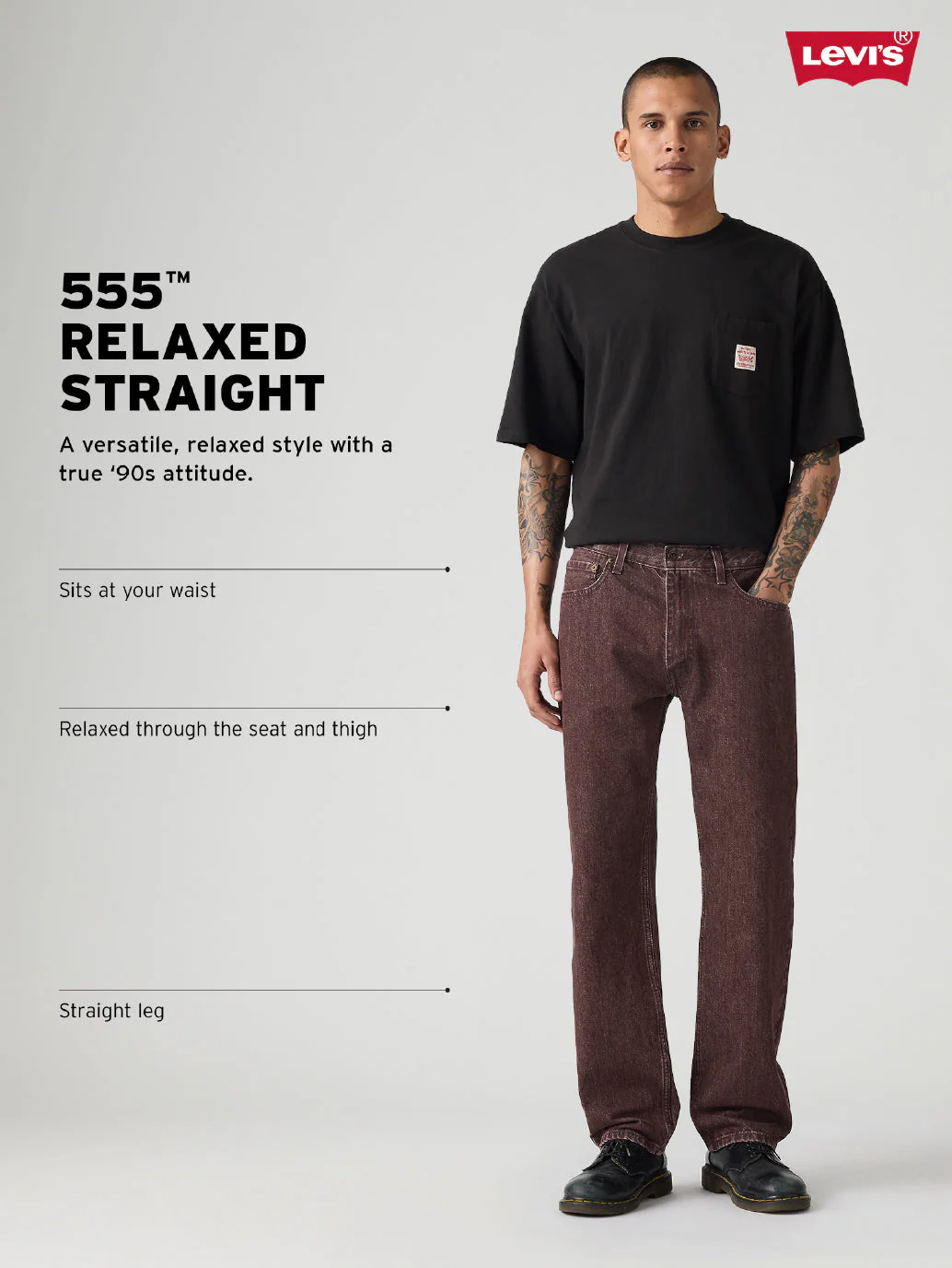 Men's 555 Dark Indigo Relaxed Straight Fit Mid Rise Jeans - Image 4
