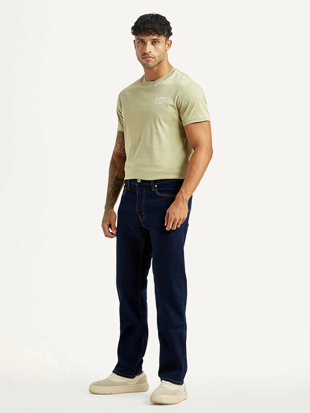 Men's 555 Dark Indigo Relaxed Straight Fit Mid Rise Jeans - Image 6