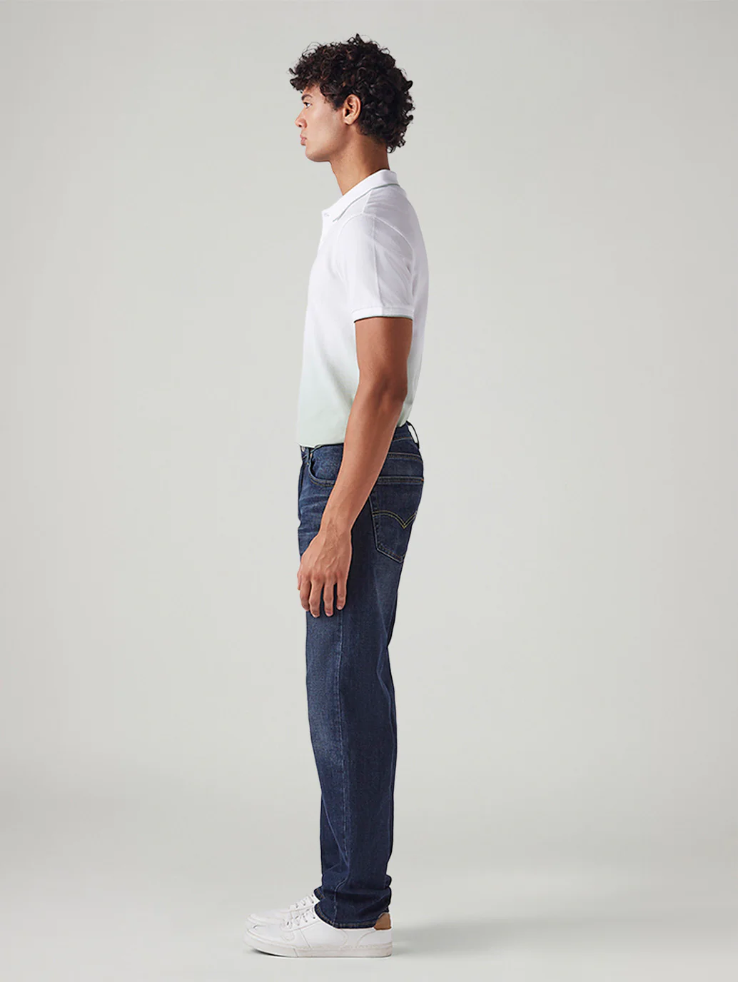 Men's 555 Dark Blue Relaxed Straight Fit Mid Rise Cross Hatch Jeans - Image 6