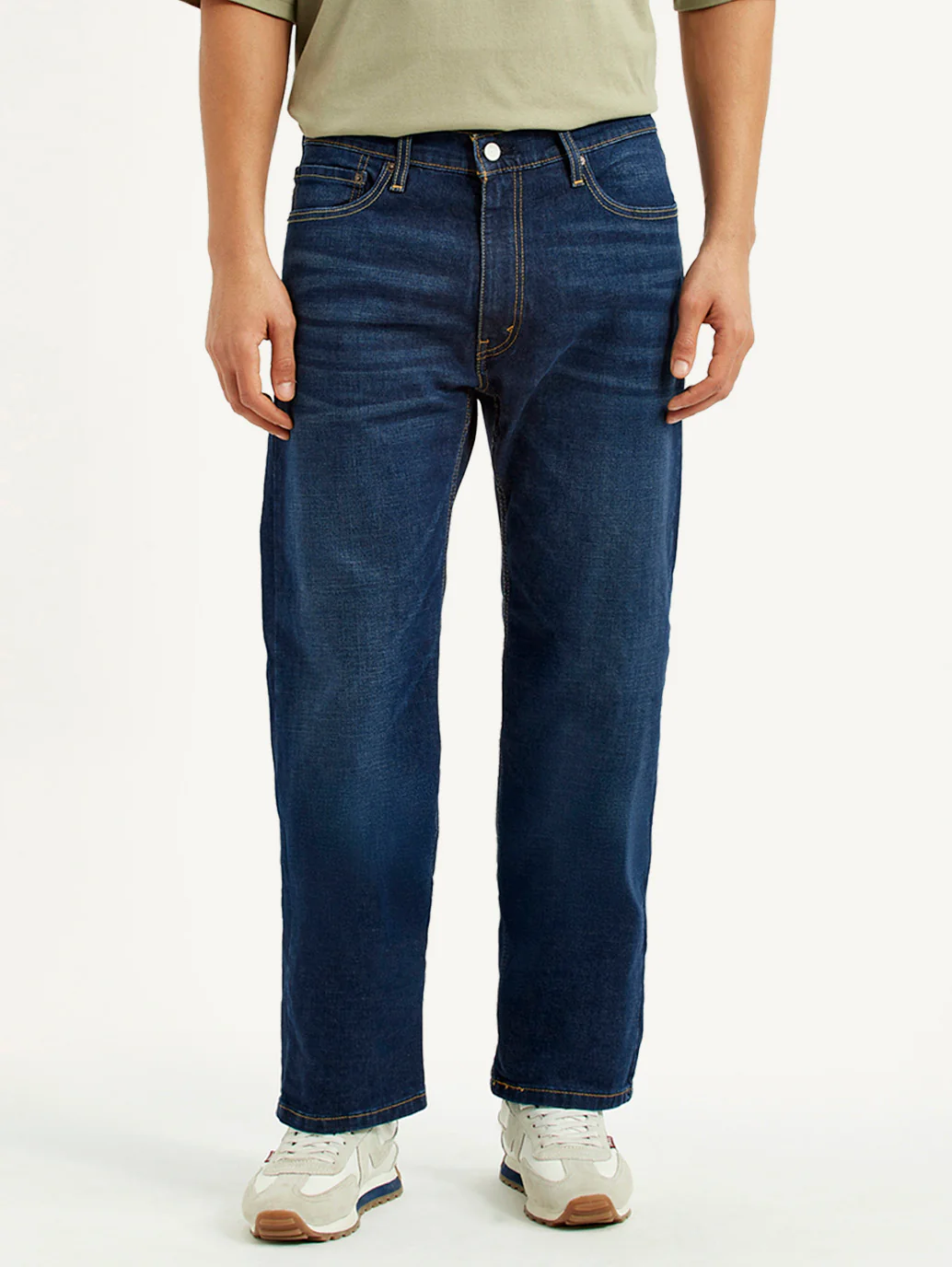 Men's 555 Dark Blue Relaxed Straight Fit Mid Rise Jeans - Image 3