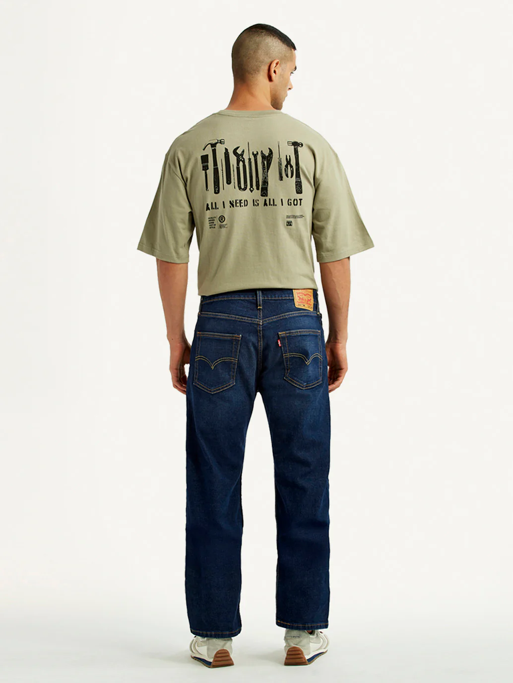 Men's 555 Dark Blue Relaxed Straight Fit Mid Rise Jeans - Image 5