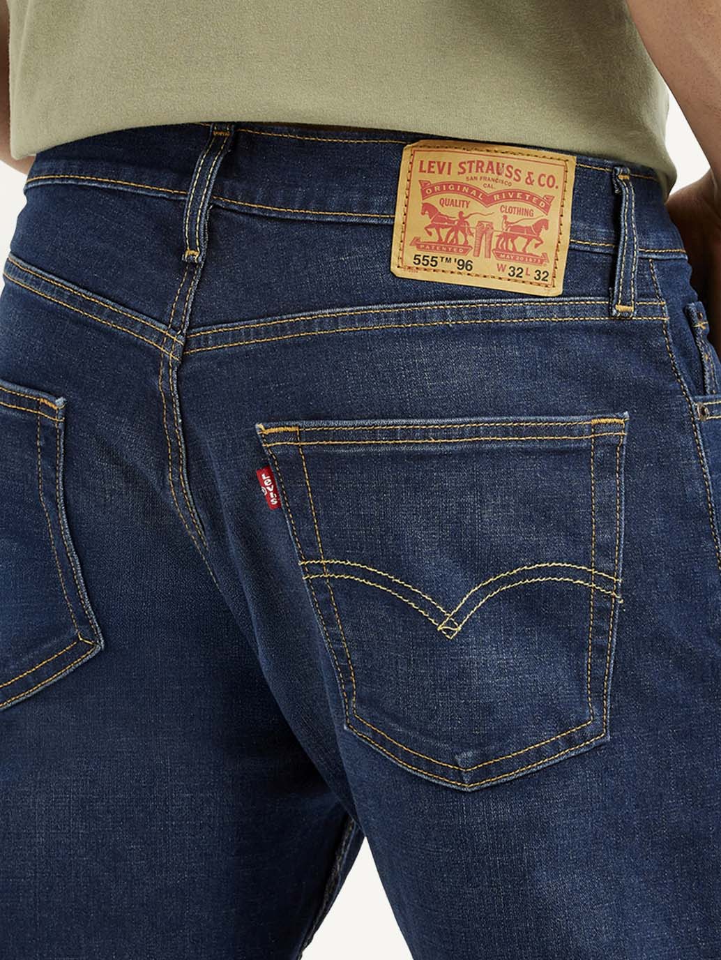 Men's 555 Dark Blue Relaxed Straight Fit Mid Rise Jeans - Image 6