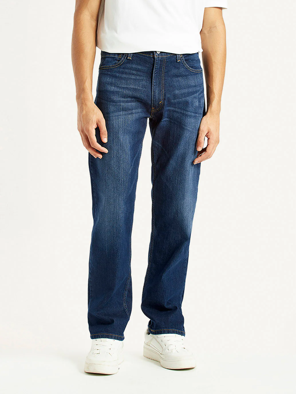 Men's 555 Dark Blue Relaxed Straight Fit Mid Rise Jeans - Image 5
