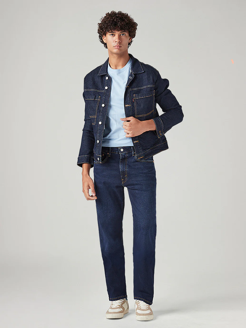Men's 555 Dark Blue Relaxed Straight Fit Mid Rise Jeans