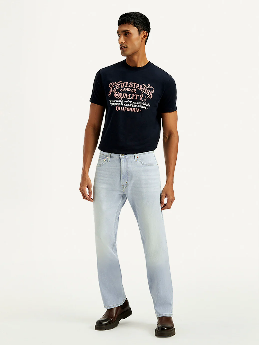 Men's 555 Light Blue Relaxed Straight Fit Mid Rise Jeans - Image 2