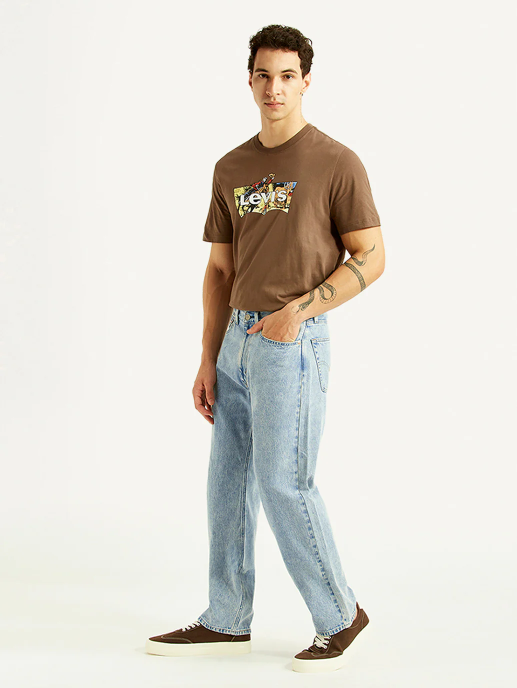 Men's 555 Light Blue Relaxed Straight Fit Mid Rise Jeans - Image 6