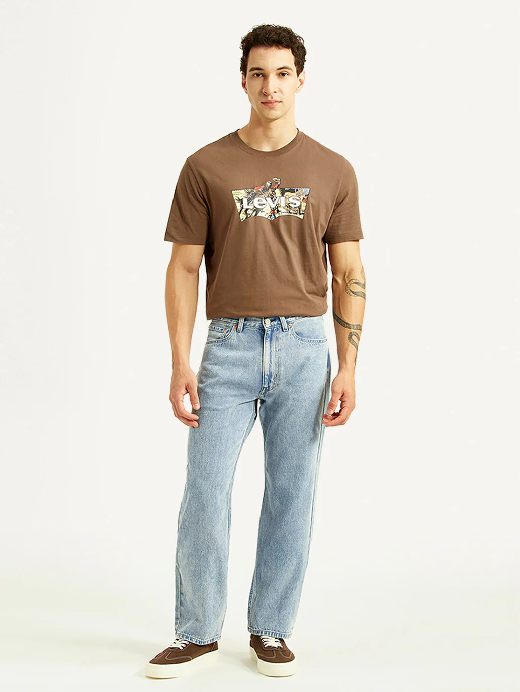 Men's 555 Light Blue Relaxed Straight Fit Mid Rise Jeans - Image 7