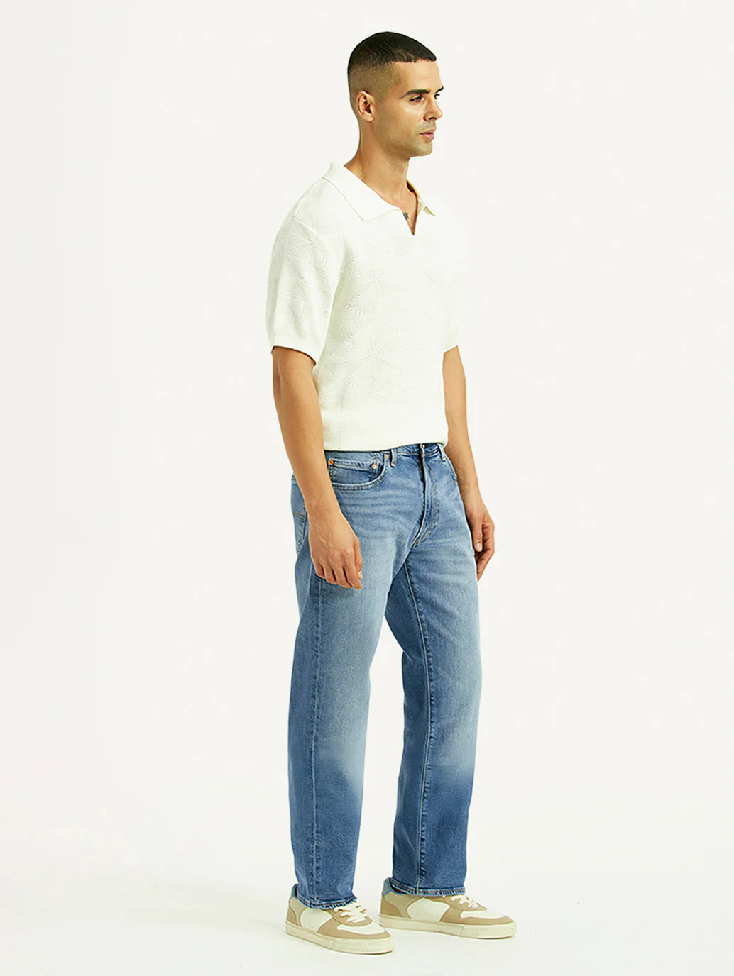 Men's 555 Light Blue Relaxed Straight Straight Fit Mid Rise Jeans - Image 7