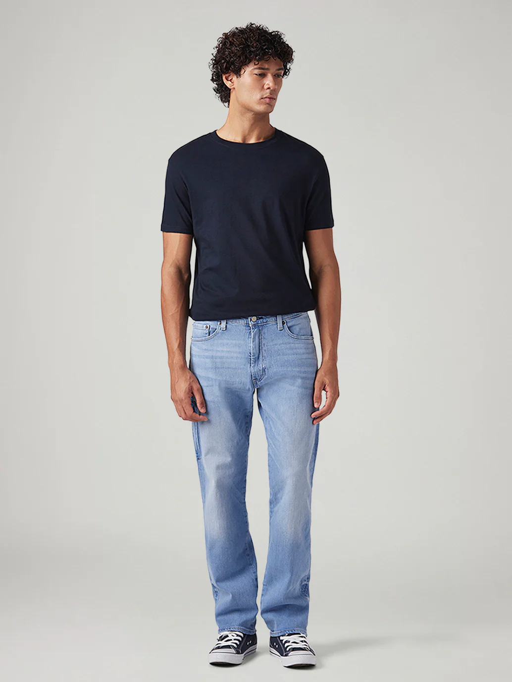 Men's 555 Light Blue Relaxed Straight Fit Mid Rise Commuter Jeans - Image 2