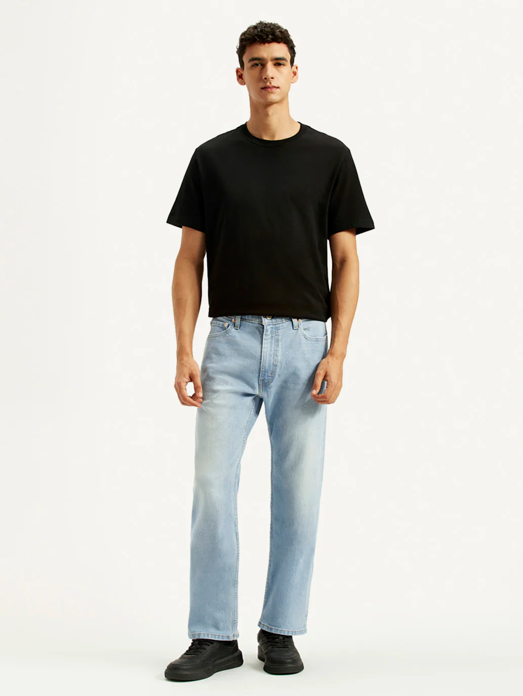 Men's 555 Light Indigo Relaxed Straight Fit Mid Rise Jeans - Image 2