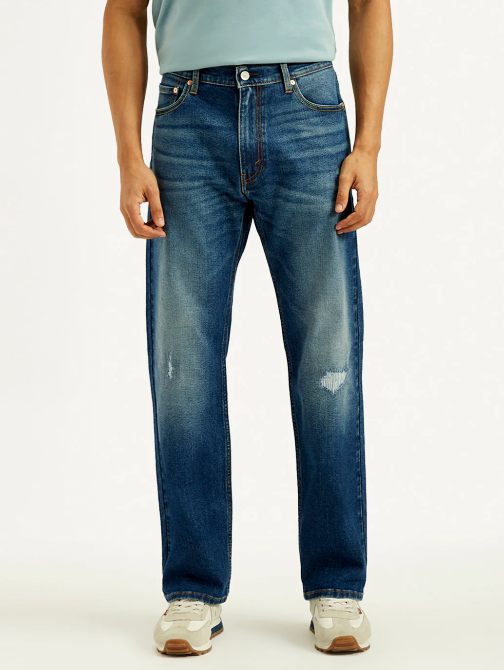 Men's 555 Med Indigo Relaxed Straight Fit Mid Rise Jeans - Image 3