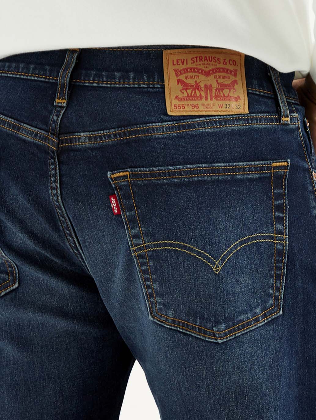 Men's 555 Dark Indigo Relaxed Straight Fit Mid Rise Jeans - Image 6