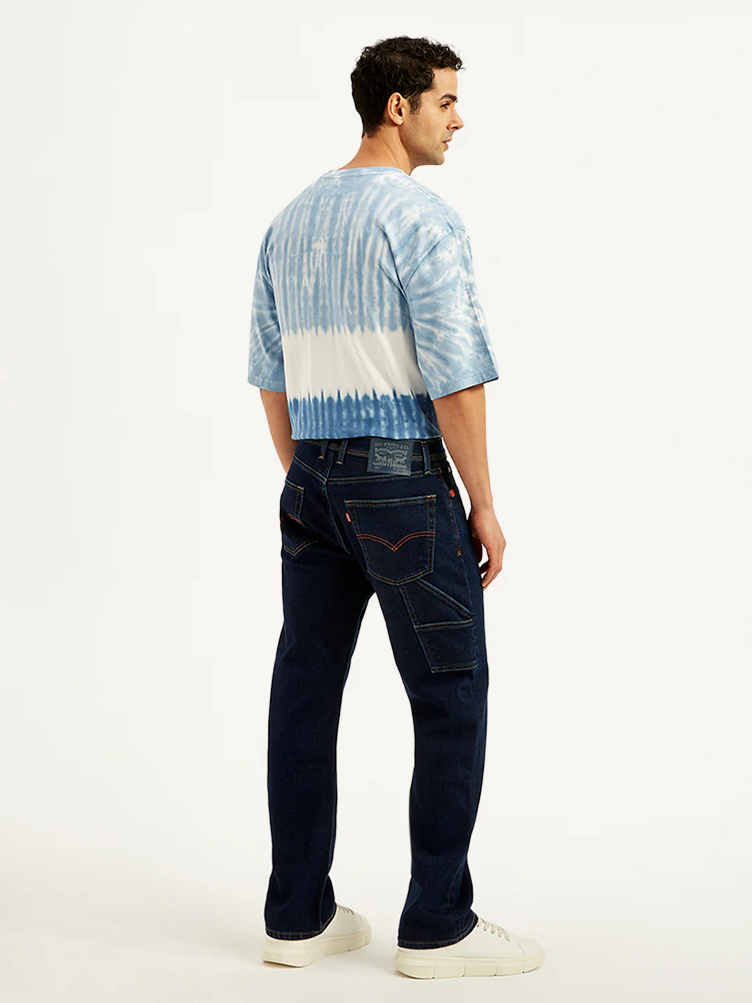 Men's 555 Navy Blue Relaxed Straight Mid Rise Utility Jeans - Image 5