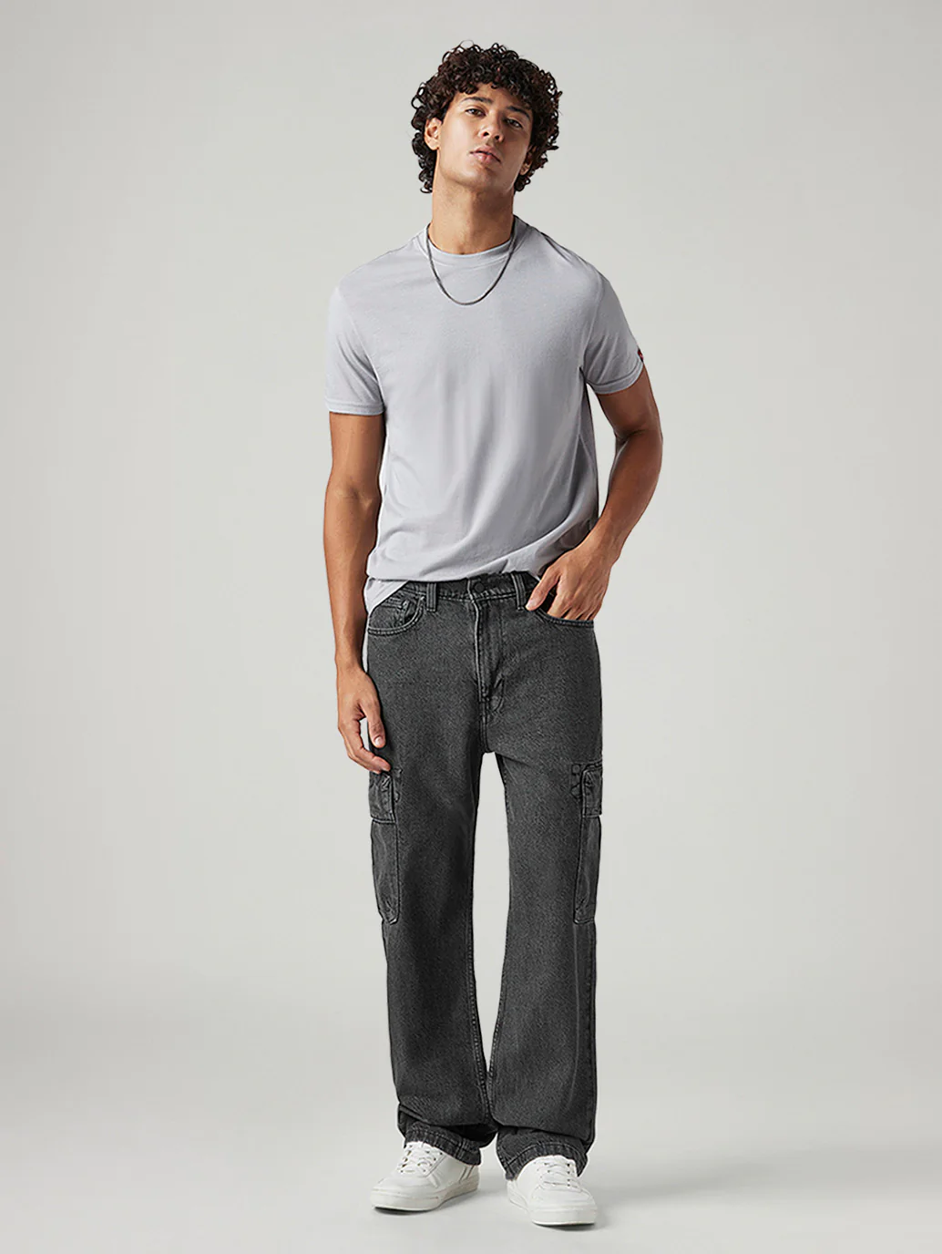 Men's 565 Charcoal Grey Loose Fit Mid Rise Cargos