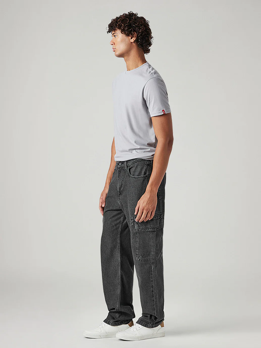Men's 565 Charcoal Grey Loose Fit Mid Rise Cargos - Image 6