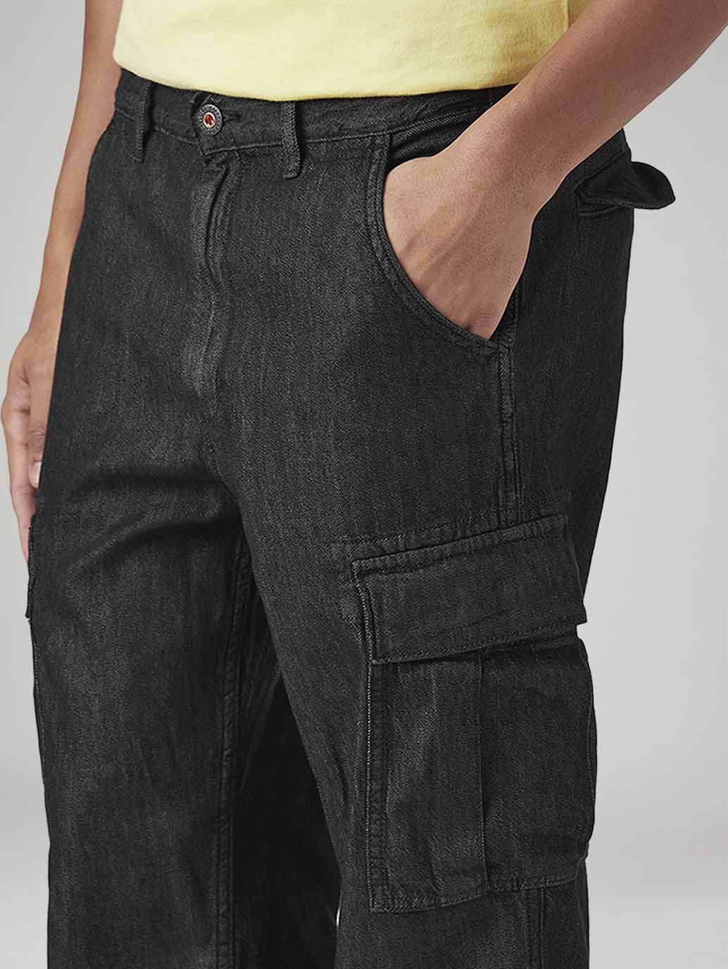 Men's 568 Black Loose Fit Mid Rise Cargos - Image 6