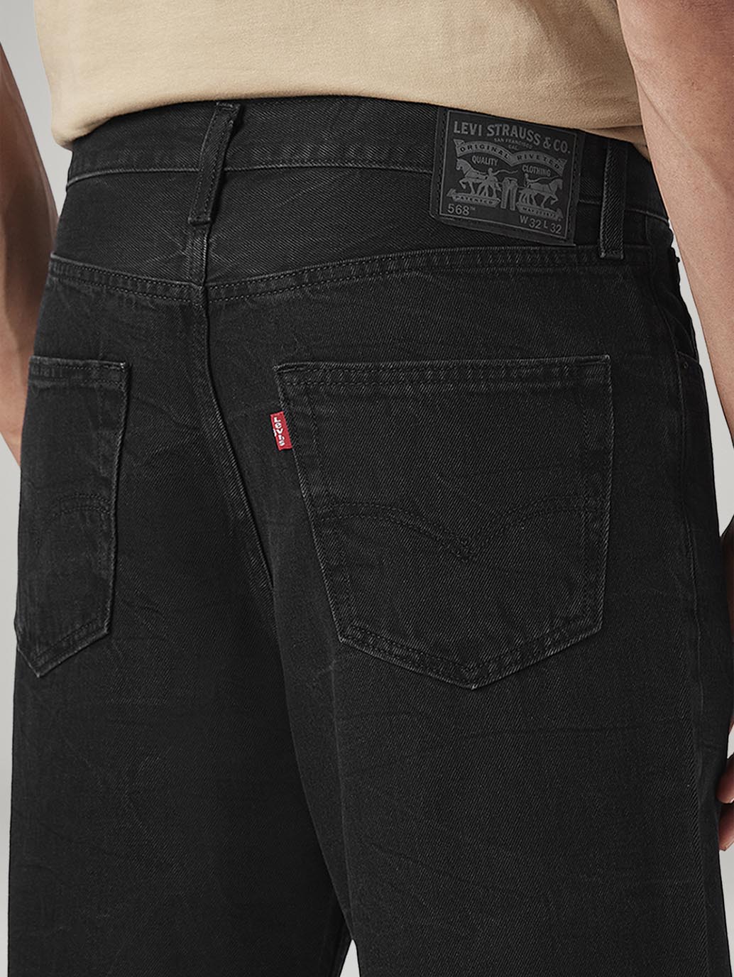 Men's 568 Black Loose Fit Mid Rise Jeans - Image 6