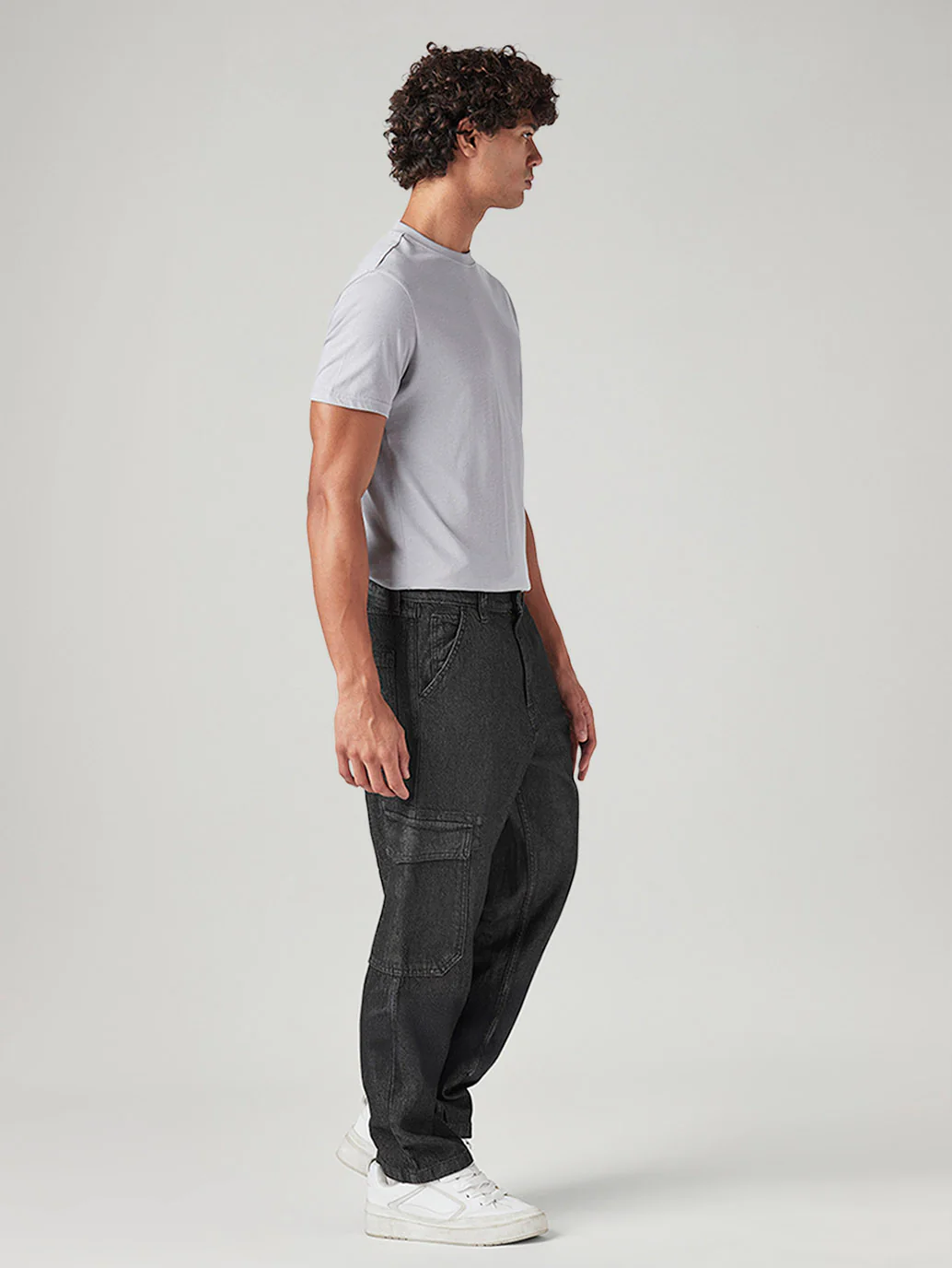 Men's 568 Charcoal Grey Loose Fit Mid Rise Cargos - Image 7